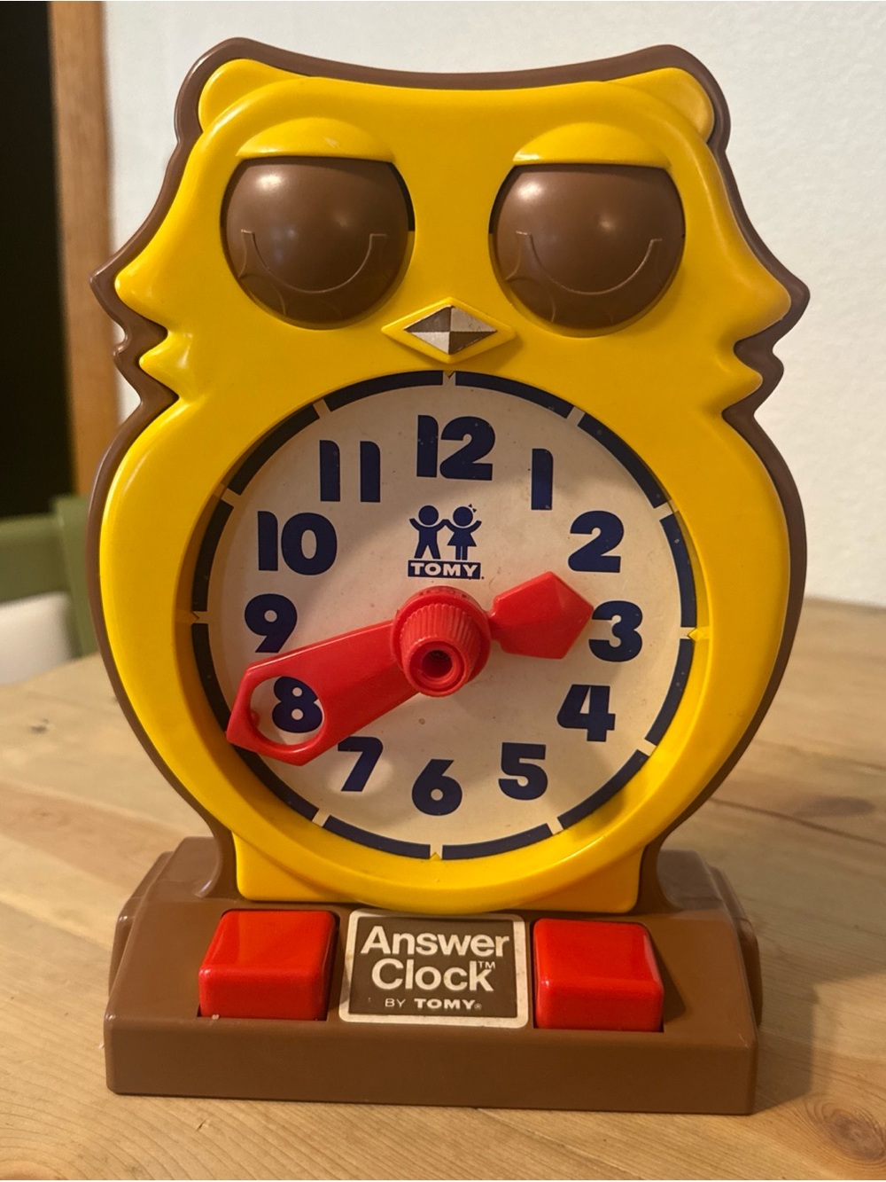 Vintage 1975 TOMY Answer Clock Owl Analog Time Learning Homeschool Toy